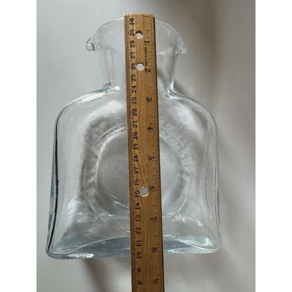 Vintage Blenko Glass #384 Water Carafe - Hand Blown Crystal Clear - Dual Spout - Picture 8 of 9